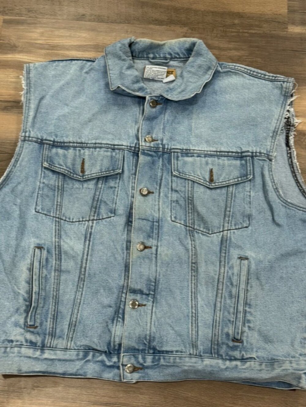 VTG Wrangler Hero Cut Off Denim Jacket Vest Classic Trucker Mens 807201 Sz 1X